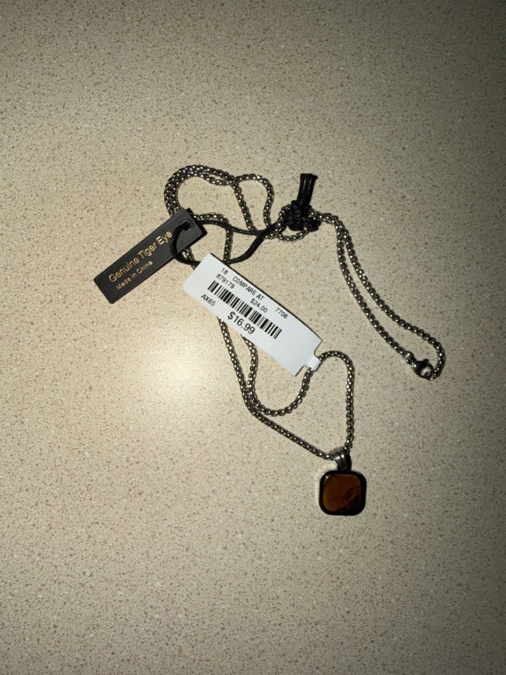 Mossimo Supply Co. Silver-tone Necklace with Brown Tiger Eye Pendant